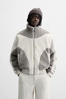 BLOUSON EFFET MOUTON BLOC DE COULEUR