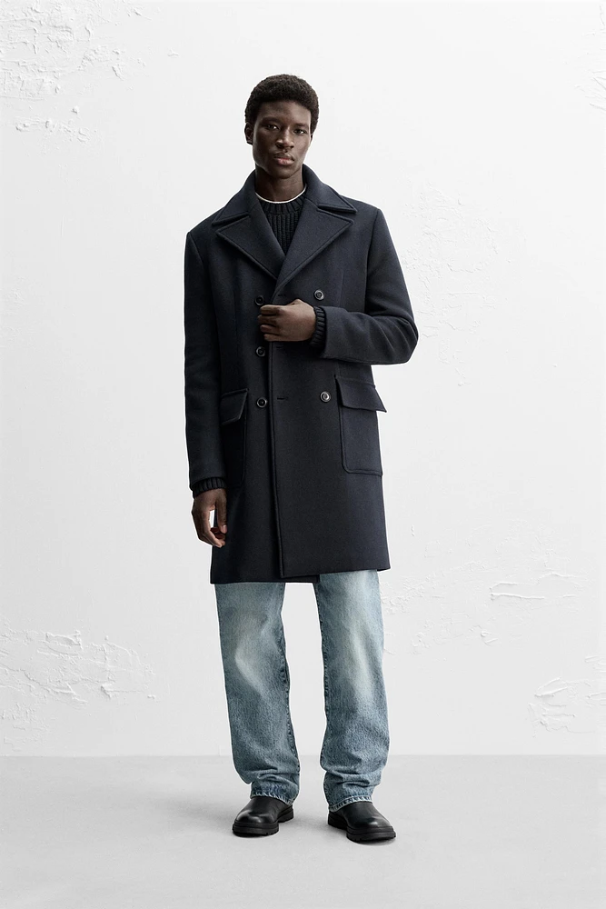 DOUBLE-BREASTED WOOL - CASHMERE COAT