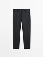 100% linen tapered fit trousers