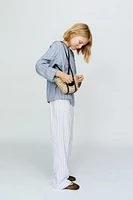 STRIPED LINEN BLEND PANTS