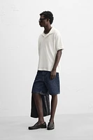 RIBBED TEXTURED POLO SHIRT