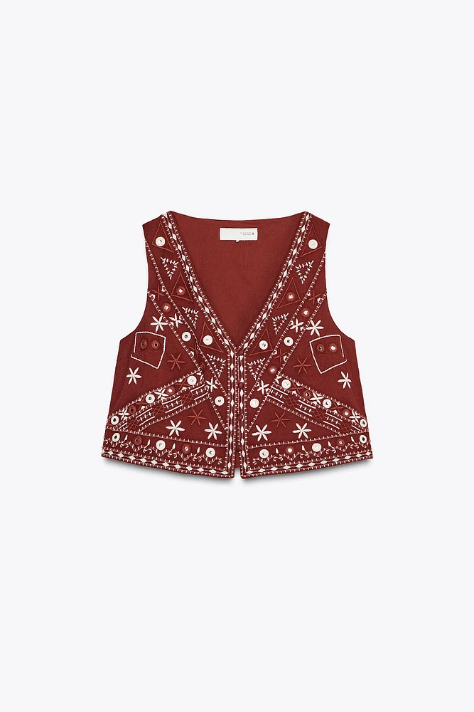 EMBROIDERED MIRROR VEST