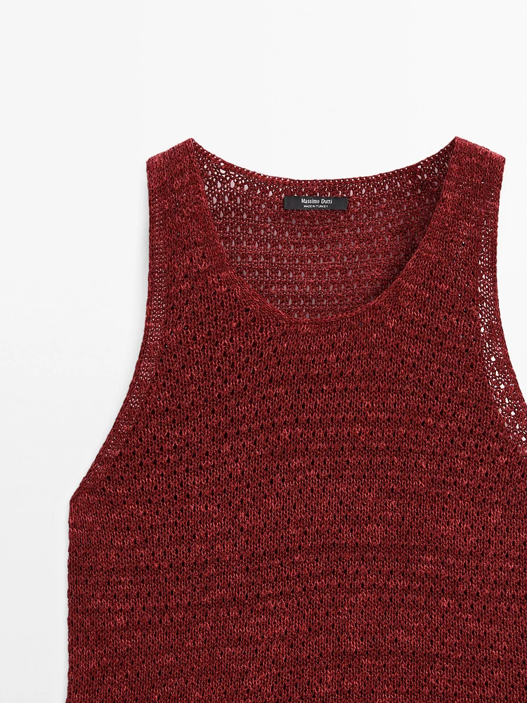 Top en maille ajourée texturé