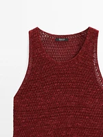 Top en maille ajourée texturé