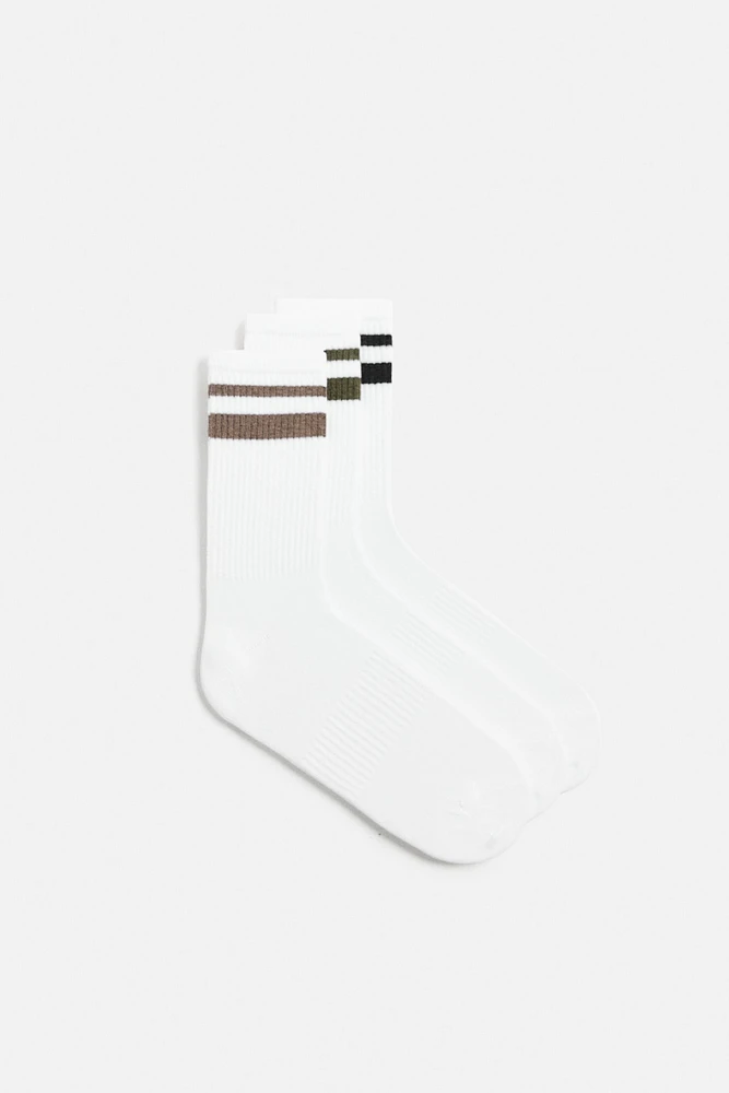 3-PACK OF RIBBED STRIPE SOCKS