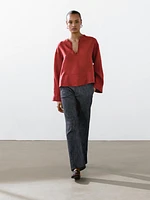 Cotton blend denim trousers