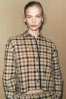 CHECKED CROPPED PAJAMA SHIRT