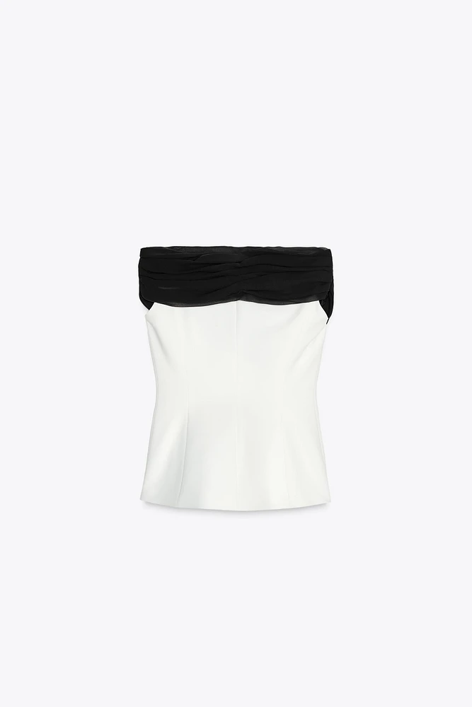 CONTRAST BUSTIER TOP