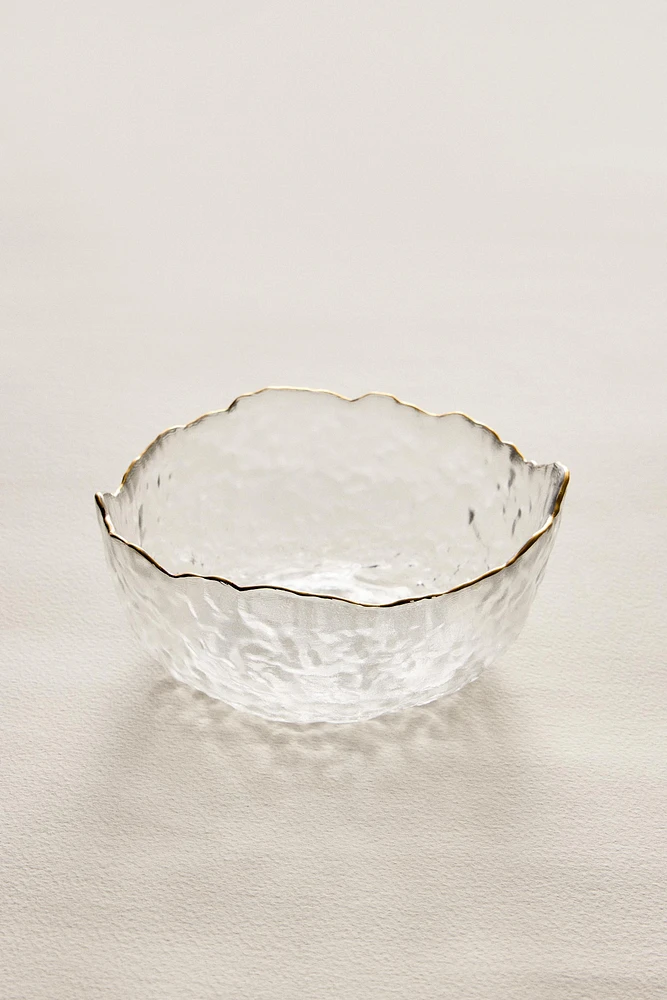 GLASS SALAD BOWL WITH RIM