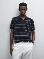 Polo à rayures en maille 100 % lin