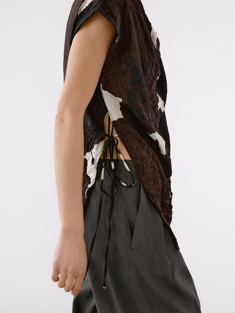 Top color block en tissu