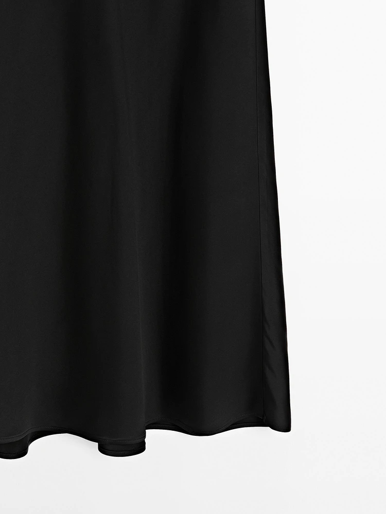 Flowing satin midi skirt