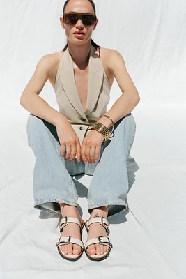 DOUBLE STRAP BUCKLE SANDALS