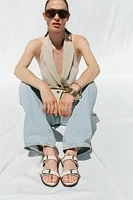 DOUBLE STRAP BUCKLE SANDALS