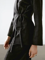 100% linen blazer with tie