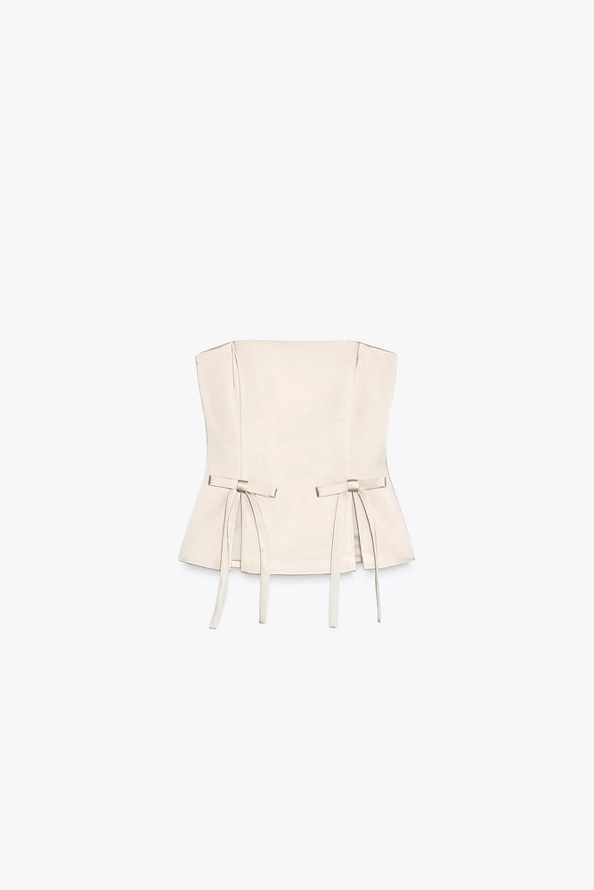 TOP SATINÉ BUSTIER LACETS