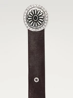 Leather belt with boho appliqués