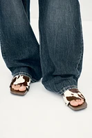 SANDALES IMPRIMÉ ANIMALIER EN CUIR AVEC EFFET FOURRURE
