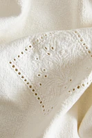 EMBROIDERED LINEN AND COTTON TABLECLOTH