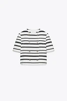 STRIPED SHORT SLEEVE BLAZER