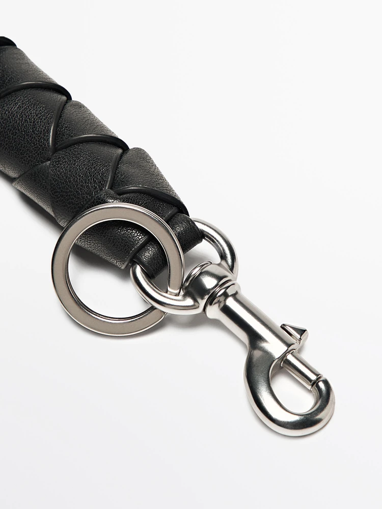 Braided nappa leather keyring