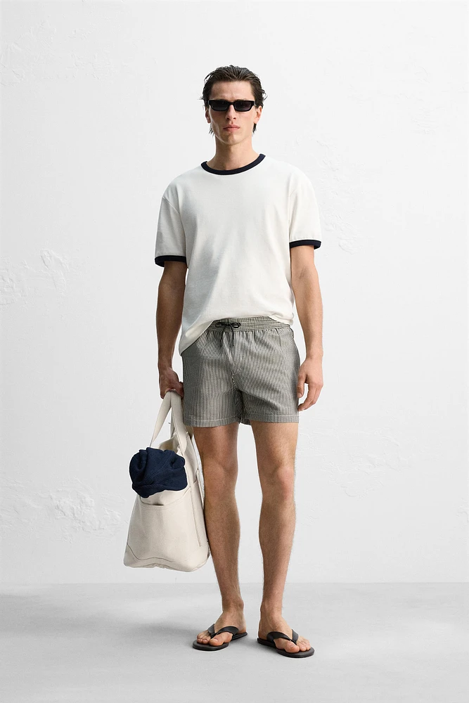 REGULAR SEERSUCKER SWIM TRUNKS