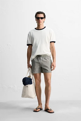REGULAR SEERSUCKER SWIM TRUNKS