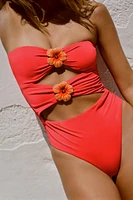 MAILLOT DE BAIN BANDEAU CUT OUT FLEURS