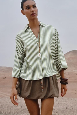 CHEMISE RAYURES MANCHES À REVERS