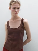 Strappy linen blend top