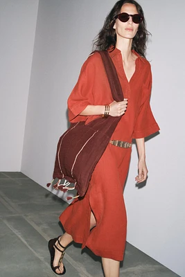 LINEN SCARF BAG WITH FRINGES