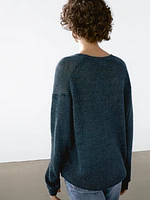 100% linen cutwork sweater