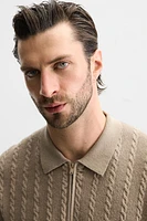 CABLE KNIT POLO SHIRT