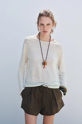 LINEN BLEND KNIT SWEATER