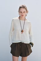 LINEN BLEND KNIT SWEATER