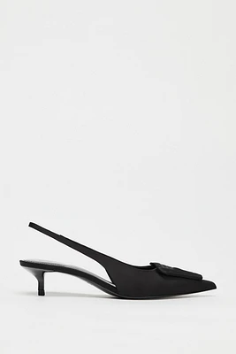 CHAUSSURES OUVERTES À L'ARRIÈRE EN TISSU AVEC DÉCOR