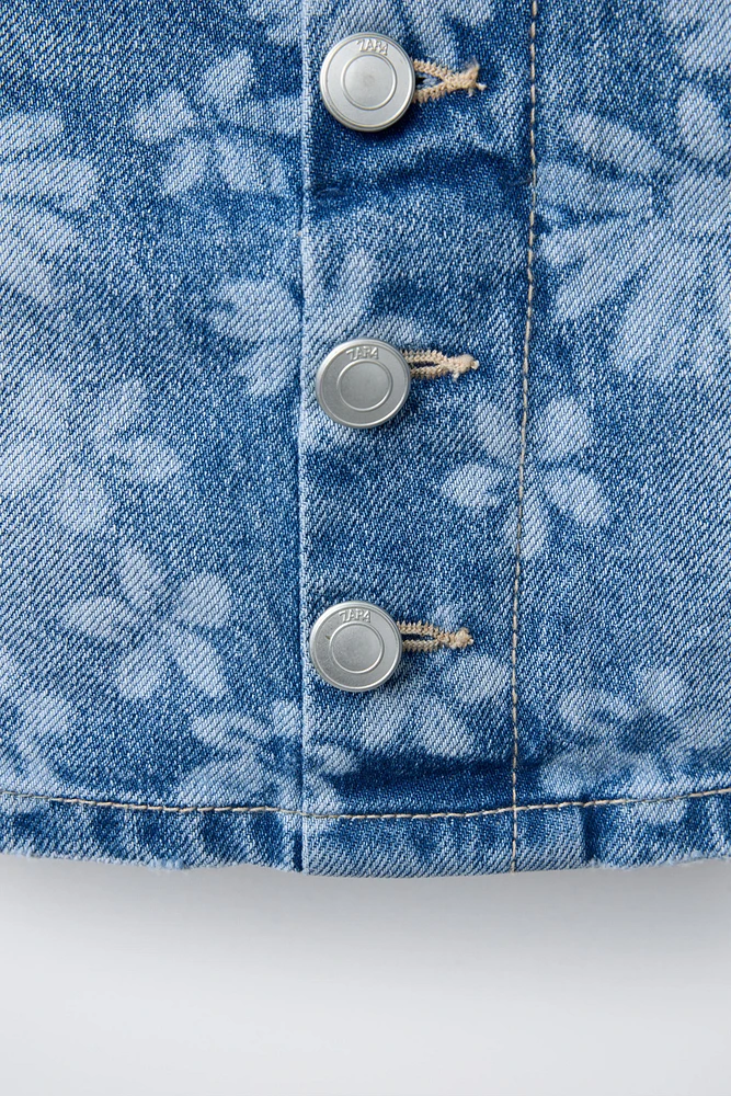 JUPE-SHORT EN JEAN À FLEURS