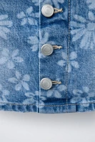 JUPE-SHORT EN JEAN À FLEURS