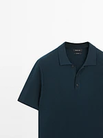 100% cotton textured knit polo shirt