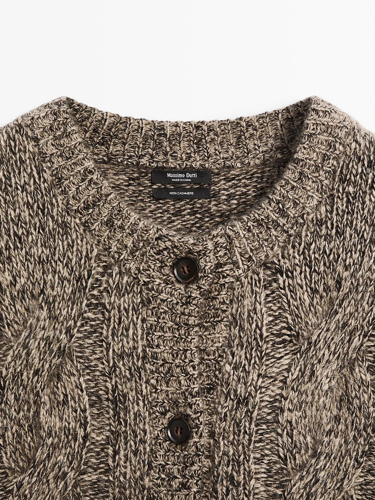 Cardigan maille moulinée 100 % cachemire
