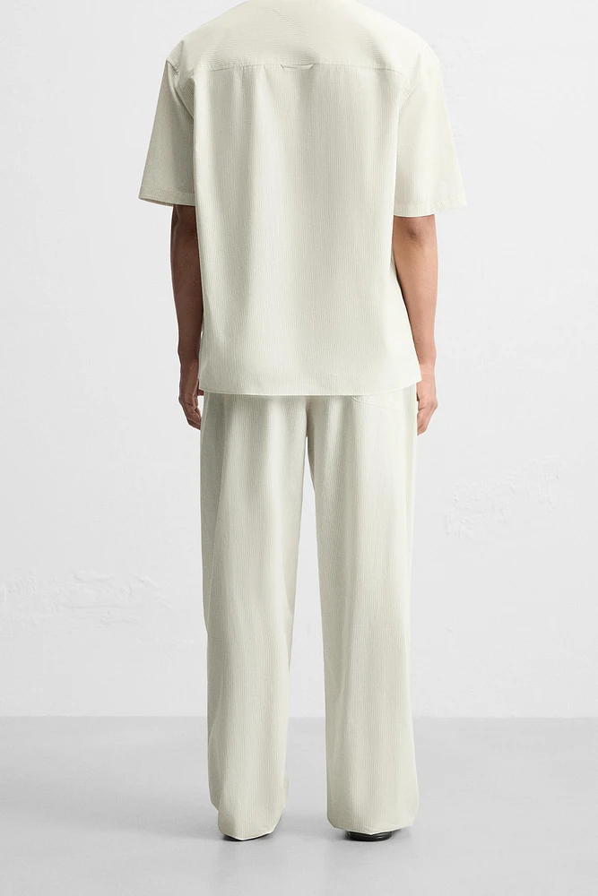 STRIPED COTTON HEMP PANTS