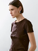 T-shirt with metal studs