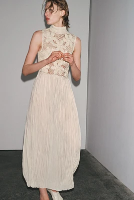 FLORAL EMBROIDERY COMBINATION DRESS