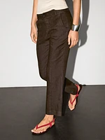 Pantalon kick flare 100 % lin