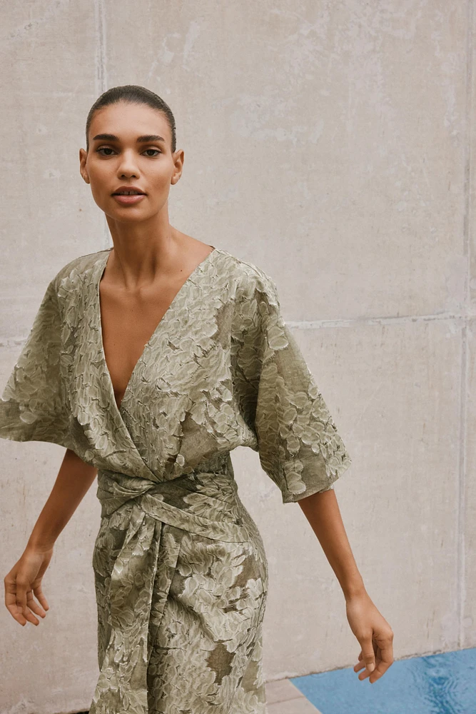 TEXTURED DRAPED DRESS