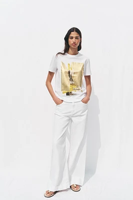 METALLIC PRINT T-SHIRT