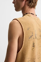 WASHED KNIT PRINT T-SHIRT