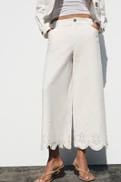 PANTALON JUPE-CULOTTE BRODERIES AJOURÉES