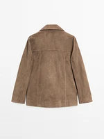 Blazer fluide en cuir finition daim