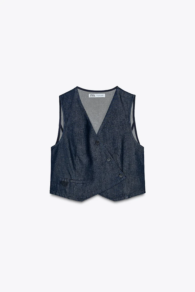 DOUBLE-BREASTED DENIM VEST